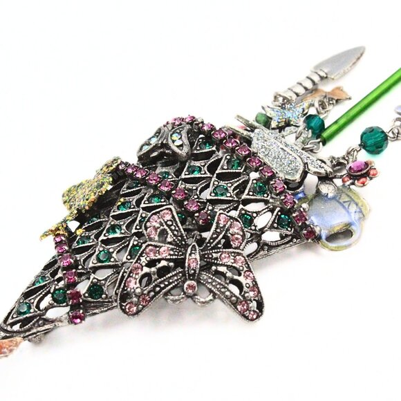 Splendid Kirks Folly Gray Butterflies Enchanting Dangle Christmas Tree Brooch - Picture 5 of 9